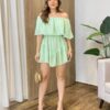 Macaquinho Curto sem Bojo Ombro a Ombro Verde Claro - Fernanda Ramos Store