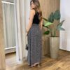 Regata Feminina Canelada Anne com Flores nas Alças Preta - Fernanda Ramos Store