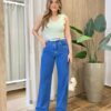 Regata Feminina Canelada Anne com Flores nas Alças Verde - Fernanda Ramos Store