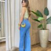 Regata Feminina Canelada Beca com Pedrarias na Gola Verde - Fernanda Ramos Store