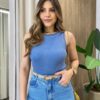 Regata Feminina Canelada Lilu Azul - Fernanda Ramos Store