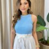 Regata Feminina Canelada Lilu Azul Claro - Fernanda Ramos Store