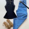 Regata Feminina Canelada Lilu Preta - Fernanda Ramos Store