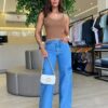 Regata Feminina Canelada Talia com Strass nas Alças Chocolate - Fernanda Ramos Store