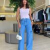 Regata Feminina Canelada Talia com Strass nas Alças Rosa - Fernanda Ramos Store