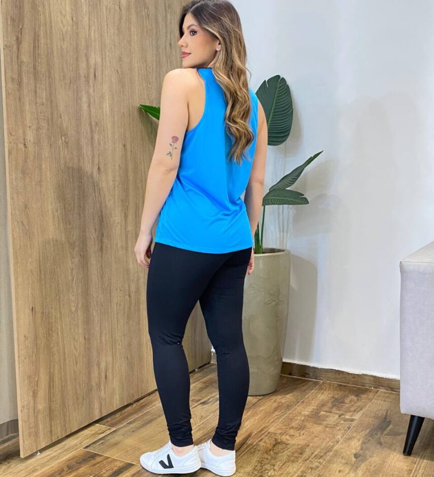 Regata Feminina Fitness sem Bojo Azul - Fernanda Ramos Store
