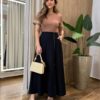 Saia Elis Longa Feminina com Bolsos e Ziper Preta - Fernanda Ramos Store