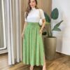 Saia Feminina Longa Luísa com Bolsos e Fenda Floral Verde - Fernanda Ramos Store
