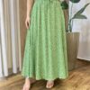 Saia Feminina Longa Luísa com Bolsos e Fenda Floral Verde - Fernanda Ramos Store