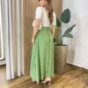 Saia Feminina Longa Luísa com Bolsos e Fenda Floral Verde - Fernanda Ramos Store
