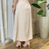 Saia Feminina Midi Bela em Cetim com Zíper Salmão - Fernanda Ramos Store