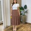 Saia Feminina Midi Dora com Bolinhas Marrom - Fernanda Ramos Store