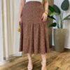 Saia Feminina Midi Dora com Bolinhas Marrom - Fernanda Ramos Store