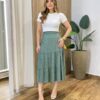 Saia Feminina Midi Dora com Bolinhas Verde - Fernanda Ramos Store