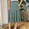 Saia Feminina Midi Dora com Bolinhas Verde - Fernanda Ramos Store