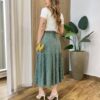 Saia Feminina Midi Dora com Bolinhas Verde - Fernanda Ramos Store