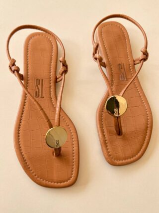 Sandália Rasteira Feminina Santa Lolla Croco Capri Antique - Fernanda Ramos Store
