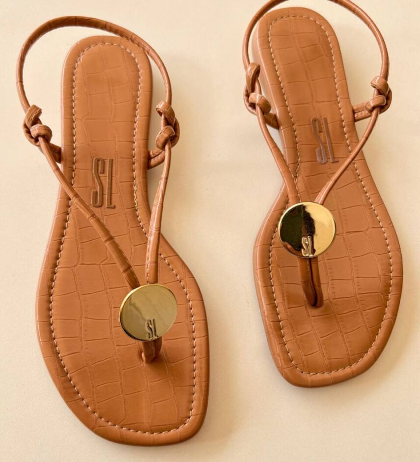 Sandália Rasteira Feminina Santa Lolla Croco Capri Antique - Fernanda Ramos Store