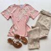 T-shirt Feminina Manga Curta Lois com Bordado Rosé - Fernanda Ramos Store