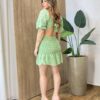 Vestido Curto Maya com Bojo Lastex e Amarração em Laise Verde - Fernanda Ramos Store