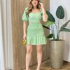 Vestido Curto Maya com Bojo Lastex e Amarração em Laise Verde - Fernanda Ramos Store