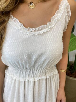 Vestido Feminino Carol Longo sem Bojo com Lastex Off White - Fernanda Ramos Store