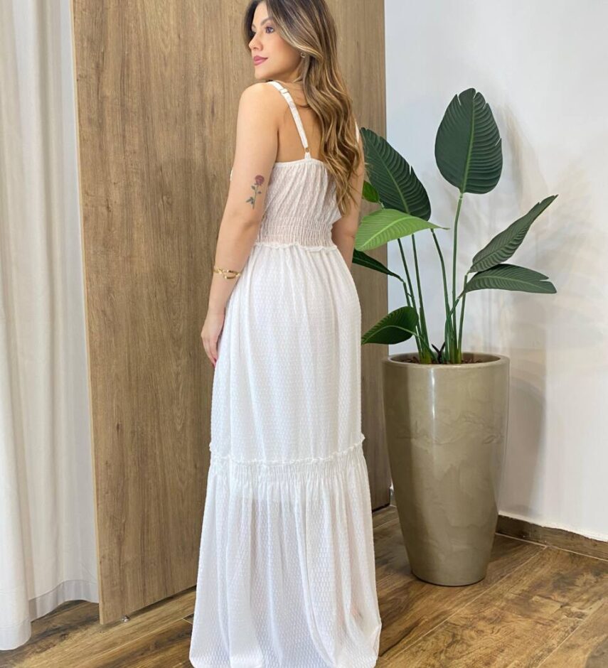 Vestido Feminino Carol Longo sem Bojo com Lastex Off White - Fernanda Ramos Store