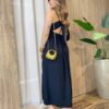 Vestido Feminino Dakota Midi sem Bojo Detalhes e Fenda Preto - Fernanda Ramos Store