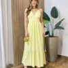 Vestido Feminino Irene com Detalhe em Bordado Amarelo - Fernanda Ramos Store