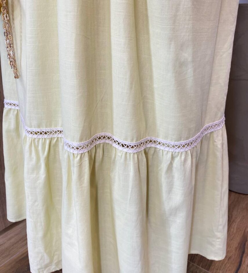 Vestido Feminino Irene com Detalhe em Bordado Amarelo - Fernanda Ramos Store
