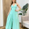 Vestido Feminino Longo Amanda com Bojo Alça Regulável Verde - Fernanda Ramos Store
