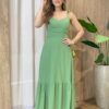 Vestido Feminino Longo Bley com Bojo Amarração nas Alças Verde - Fernanda Ramos Store