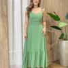 Vestido Feminino Longo Bley com Bojo Amarração nas Alças Verde - Fernanda Ramos Store