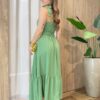 Vestido Feminino Longo Bley com Bojo Amarração nas Alças Verde - Fernanda Ramos Store