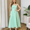 Vestido Feminino Longo Jamily com Bojo e Bolsos Laterais Verde - Fernanda Ramos Store