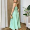 Vestido Feminino Longo Jamily com Bojo e Bolsos Laterais Verde - Fernanda Ramos Store