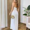 Vestido Feminino Longo Maju com Bojo Frente Única Branco - Fernanda Ramos Store