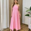 Vestido Feminino Longo Maju com Bojo Frente Única Rosa - Fernanda Ramos Store