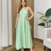 Vestido Feminino Longo Maju com Bojo Frente Única Verde - Fernanda Ramos Store