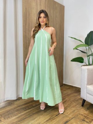 Vestido Feminino Longo Maju com Bojo Frente Única Verde - Fernanda Ramos Store