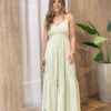 Vestido Feminino Longo Serena sem Bojo Alça Regulável Verde Bebê - Fernanda Ramos Store