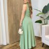 Vestido Feminino Longo Sol sem Bojo Canelado Gola Alta Verde - Fernanda Ramos Store