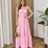 Vestido Feminino Longo Thayla com Bojo Amarração Rosa - Fernanda Ramos Store