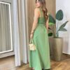 Vestido Feminino Mia Amarração Longo com Bojo e Botões Verde - Fernanda Ramos Store