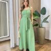 Vestido Feminino Mia Amarração Longo com Bojo e Botões Verde - Fernanda Ramos Store