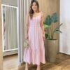 Vestido Freya Feminino com Bojo Listrado Rosa - Fernanda Ramos Store