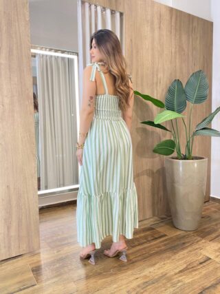 Vestido Freya Feminino com Bojo Listrado Rosa - Fernanda Ramos Store