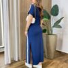 Vestido Longo Kaká sem Bojo com Fenda Lateral Azul - Fernanda Ramos Store