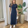 Vestido Longo Kaká sem Bojo com Fenda Lateral Preto - Fernanda Ramos Store