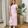 Vestido Longo Kaká sem Bojo com Fenda Lateral Rosa - Fernanda Ramos Store